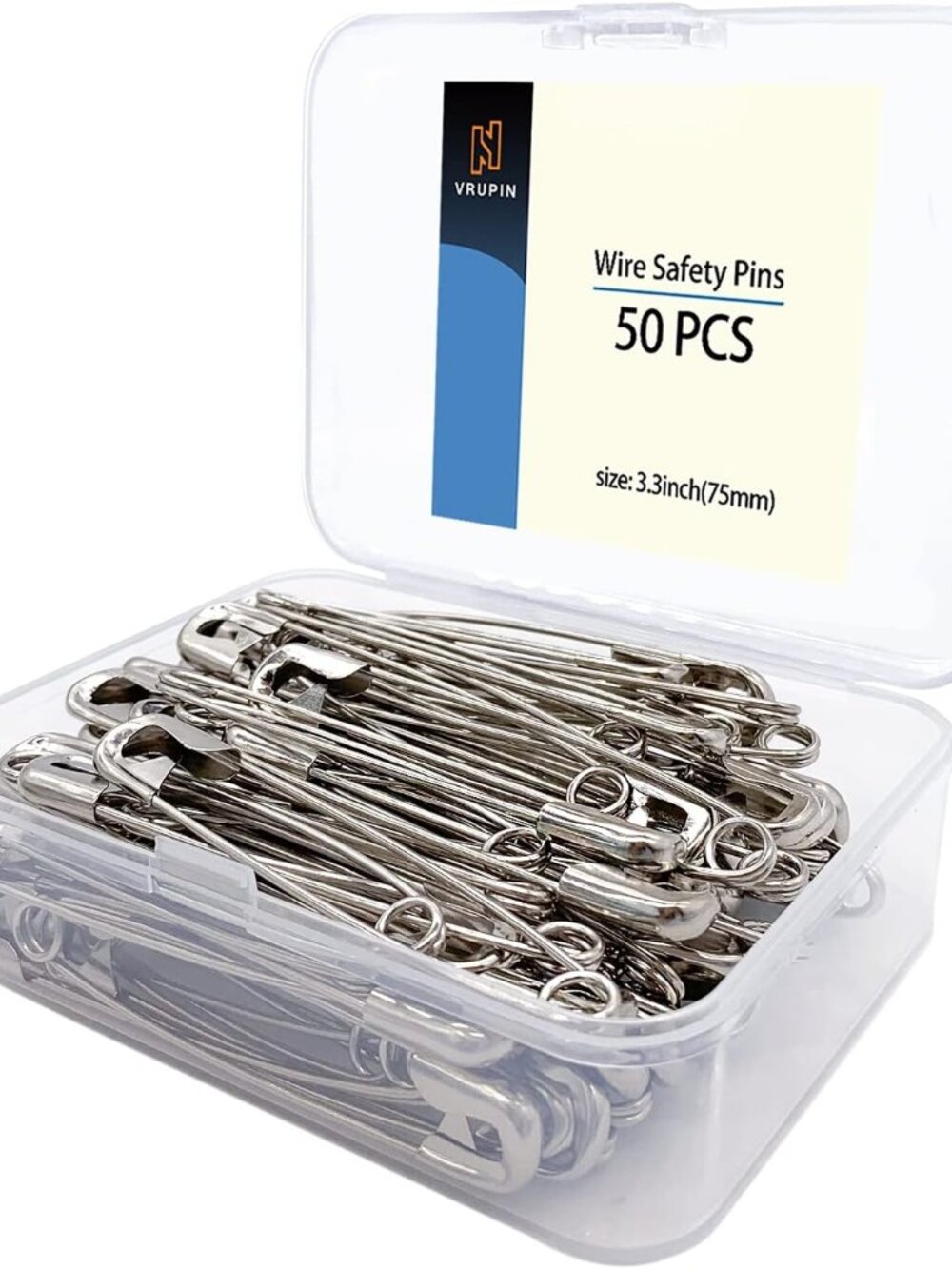 50PCS-3In Safety Pins,Stainless Steel Safety Pins,Bulk Metal Silver Sewing Pins